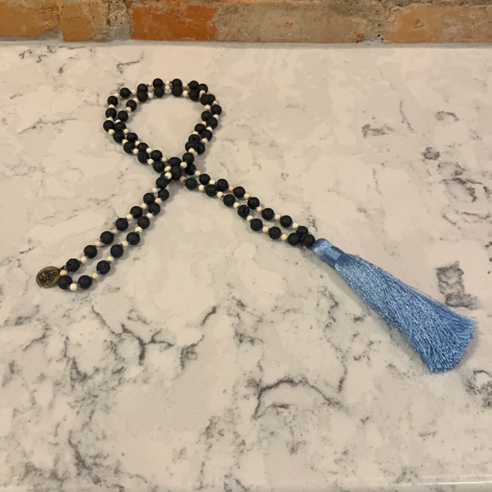 Black and Blue Tassel Necklace